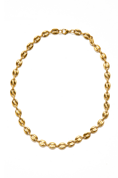 Crafted with high-quality materials, the Gemma Necklace is designed to last. The gold plating adds a touch of luxury and glamour to your look, while the delicate bean design gives the necklace a unique and stylish look that's sure to turn heads.