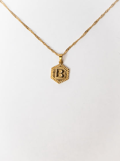 Hexagon Initial Necklace