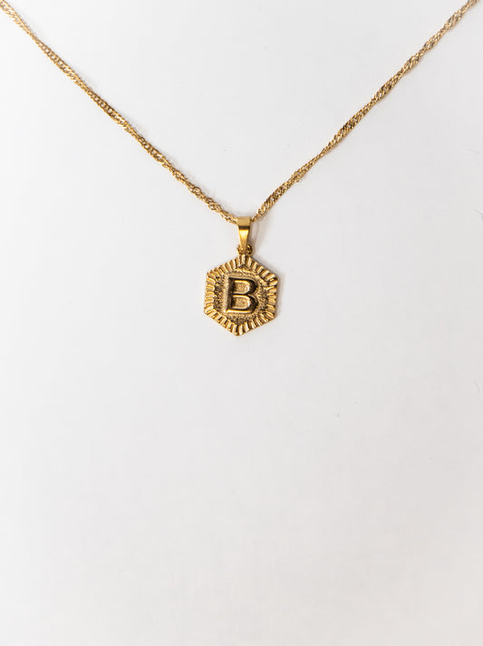 Hexagon Initial Necklace