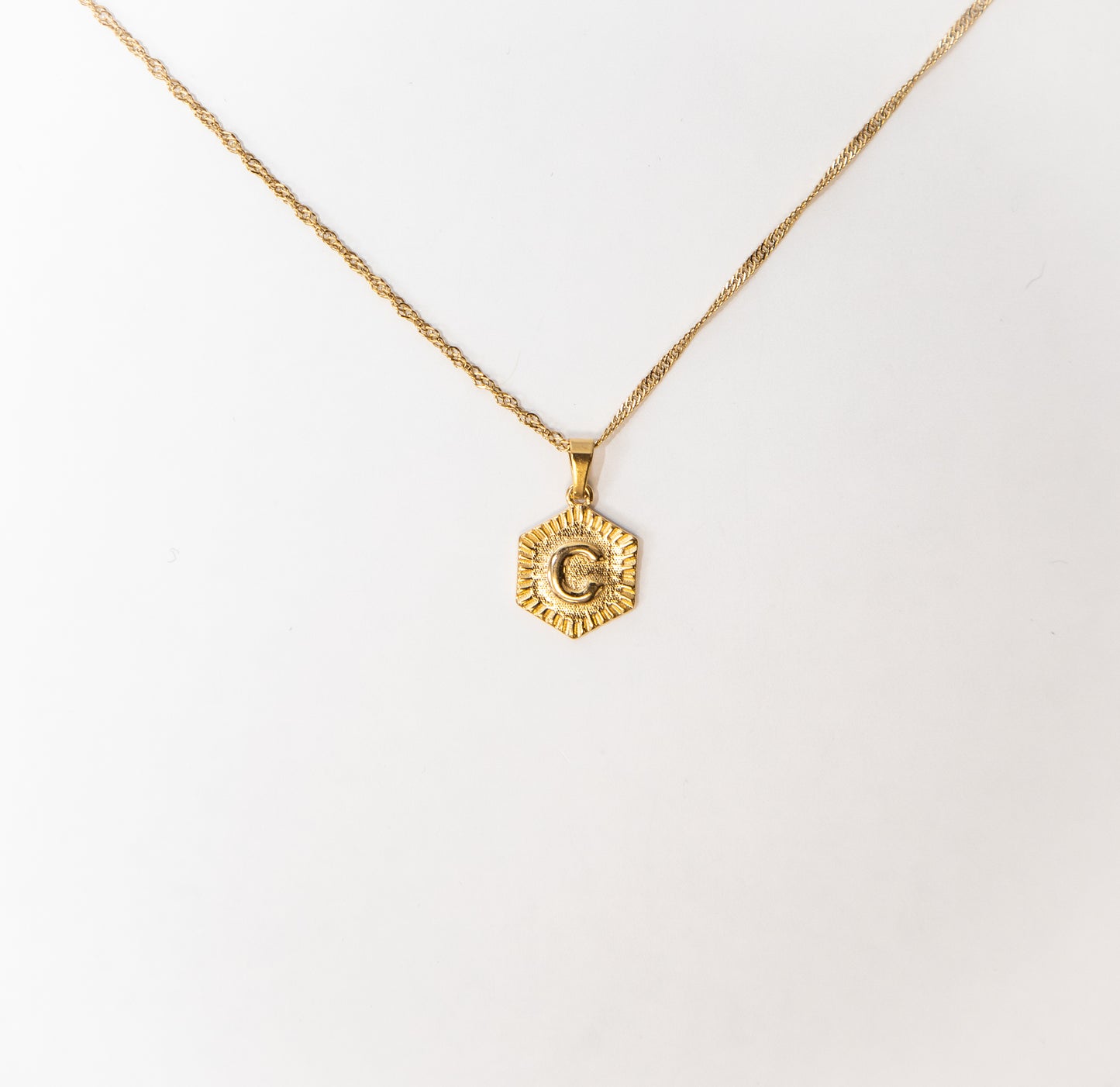 Hexagon Initial Necklace