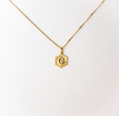 Hexagon Initial Necklace