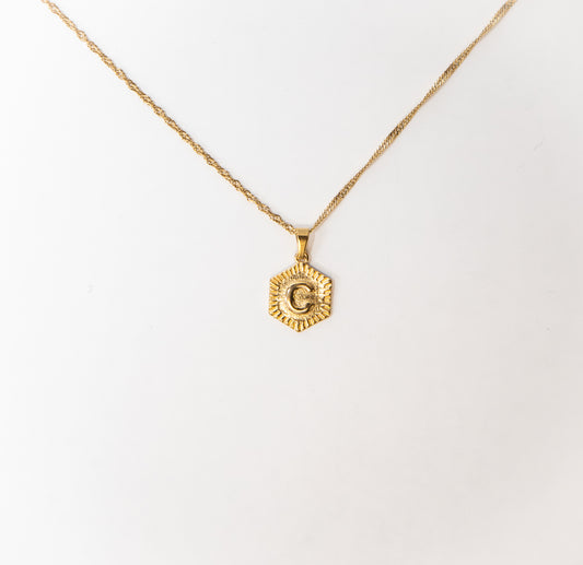 Hexagon Initial Necklace