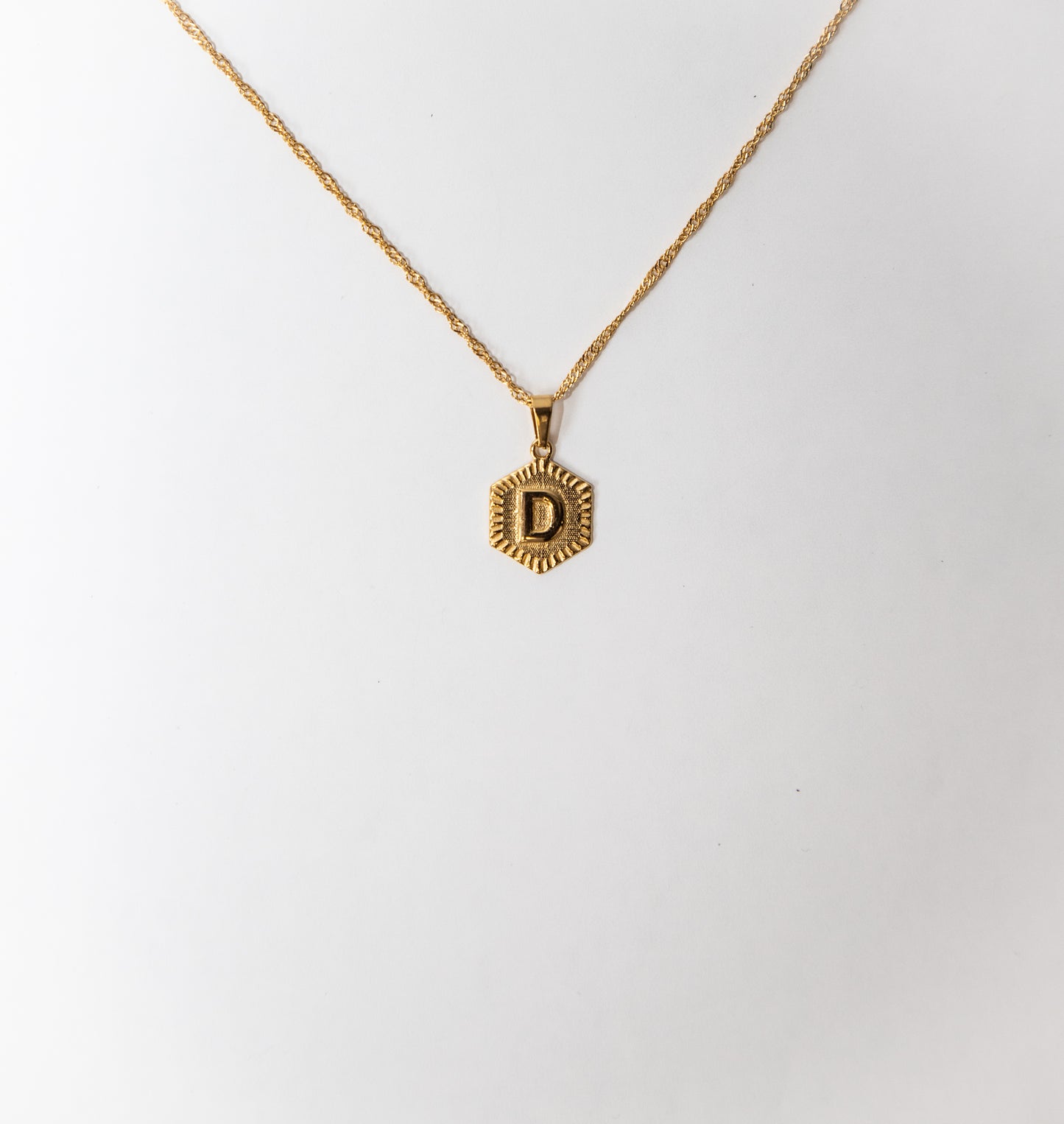 Hexagon Initial Necklace, Initial Necklace, Jewelry