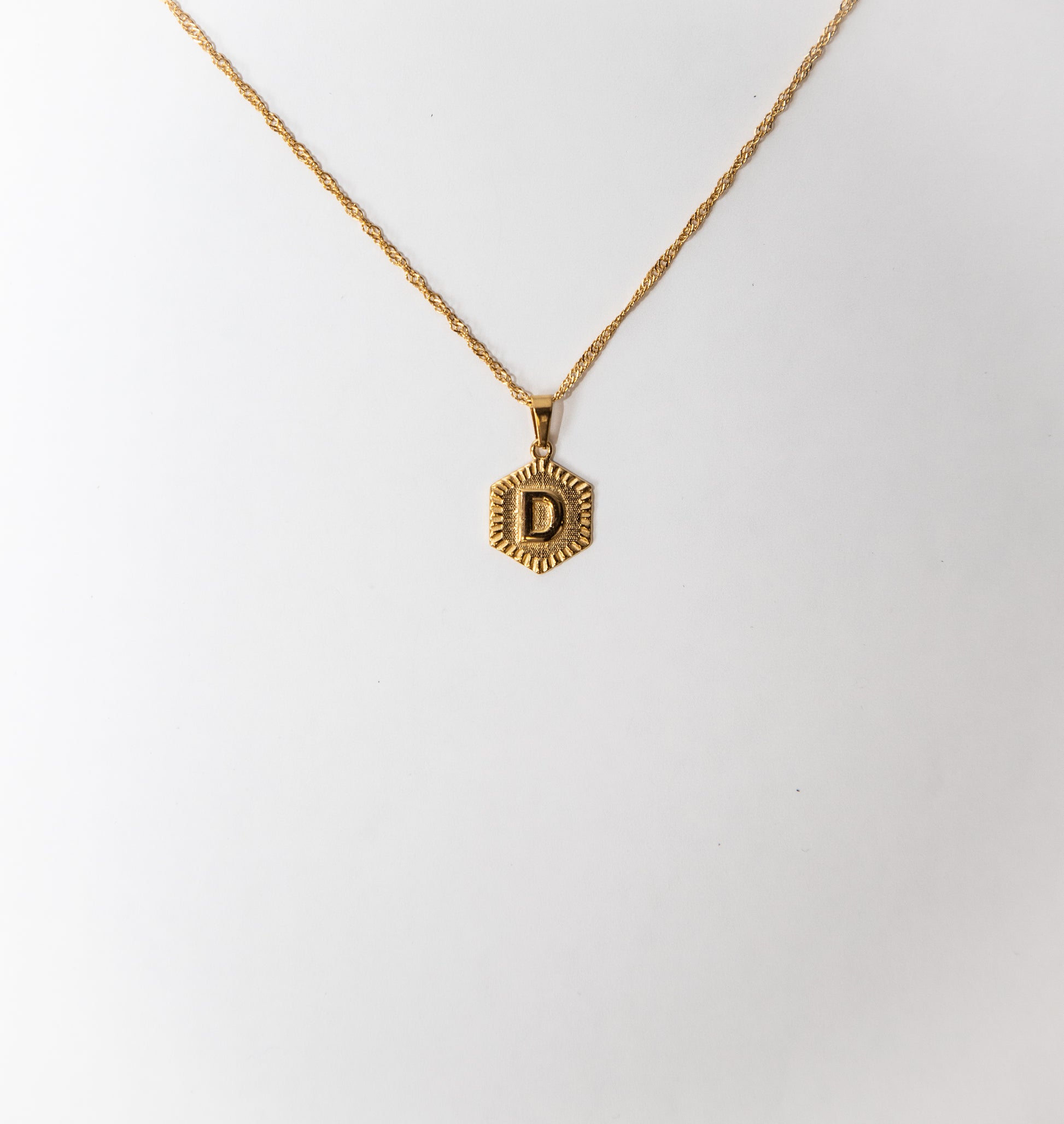 Hexagon Initial Necklace, Initial Necklace, Jewelry
