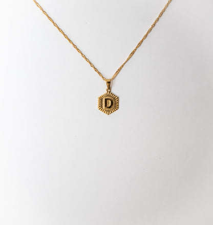 Hexagon Initial Necklace, Initial Necklace, Jewelry