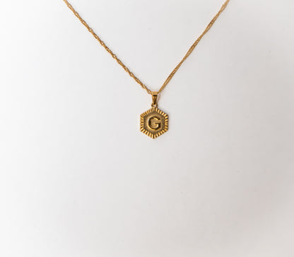 Hexagon Initial Necklace