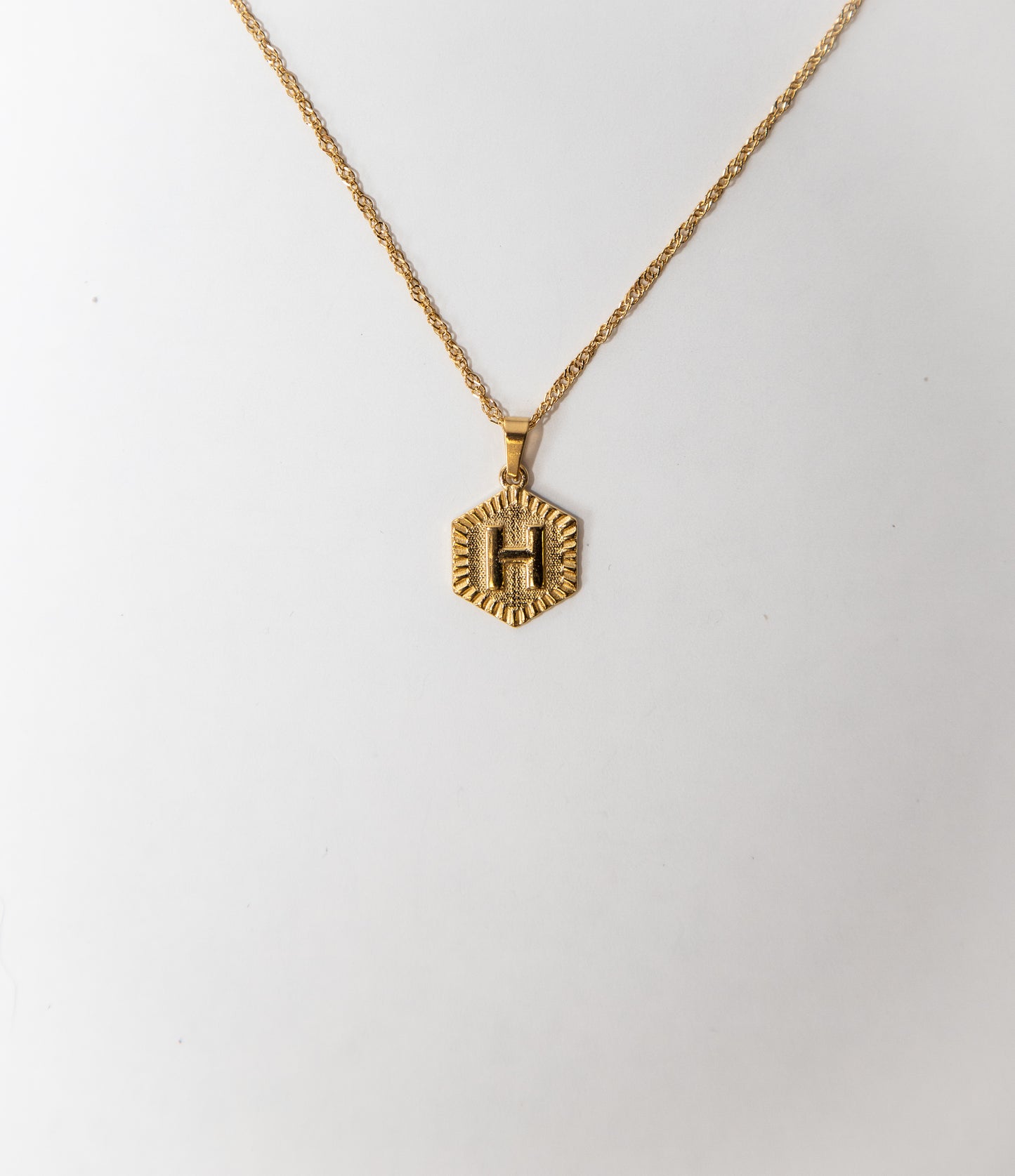 Hexagon Initial Necklace, Initial Necklace, Jewelry