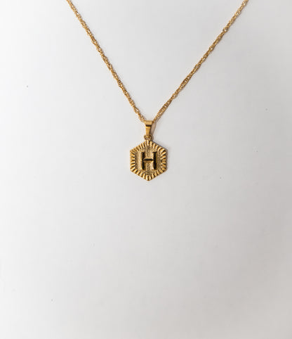 Hexagon Initial Necklace, Initial Necklace, Jewelry