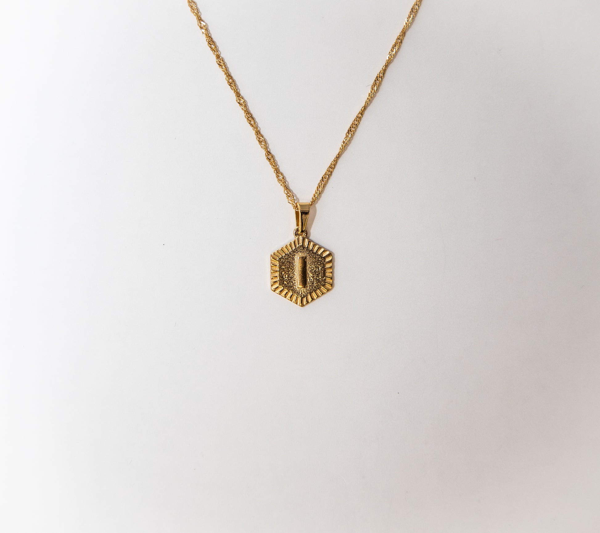 Hexagon Initial Necklace, Initial Necklace, Jewelry