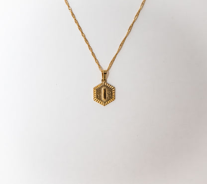 Hexagon Initial Necklace, Initial Necklace, Jewelry