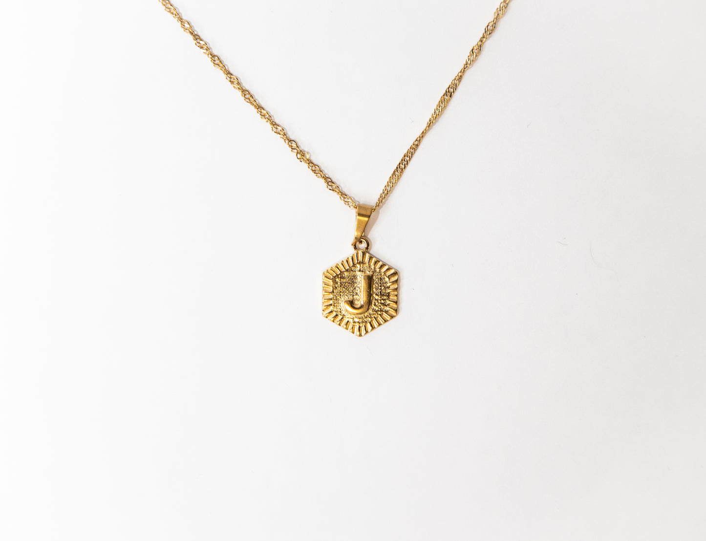 Hexagon Initial Necklace, Initial Necklace, Jewelry