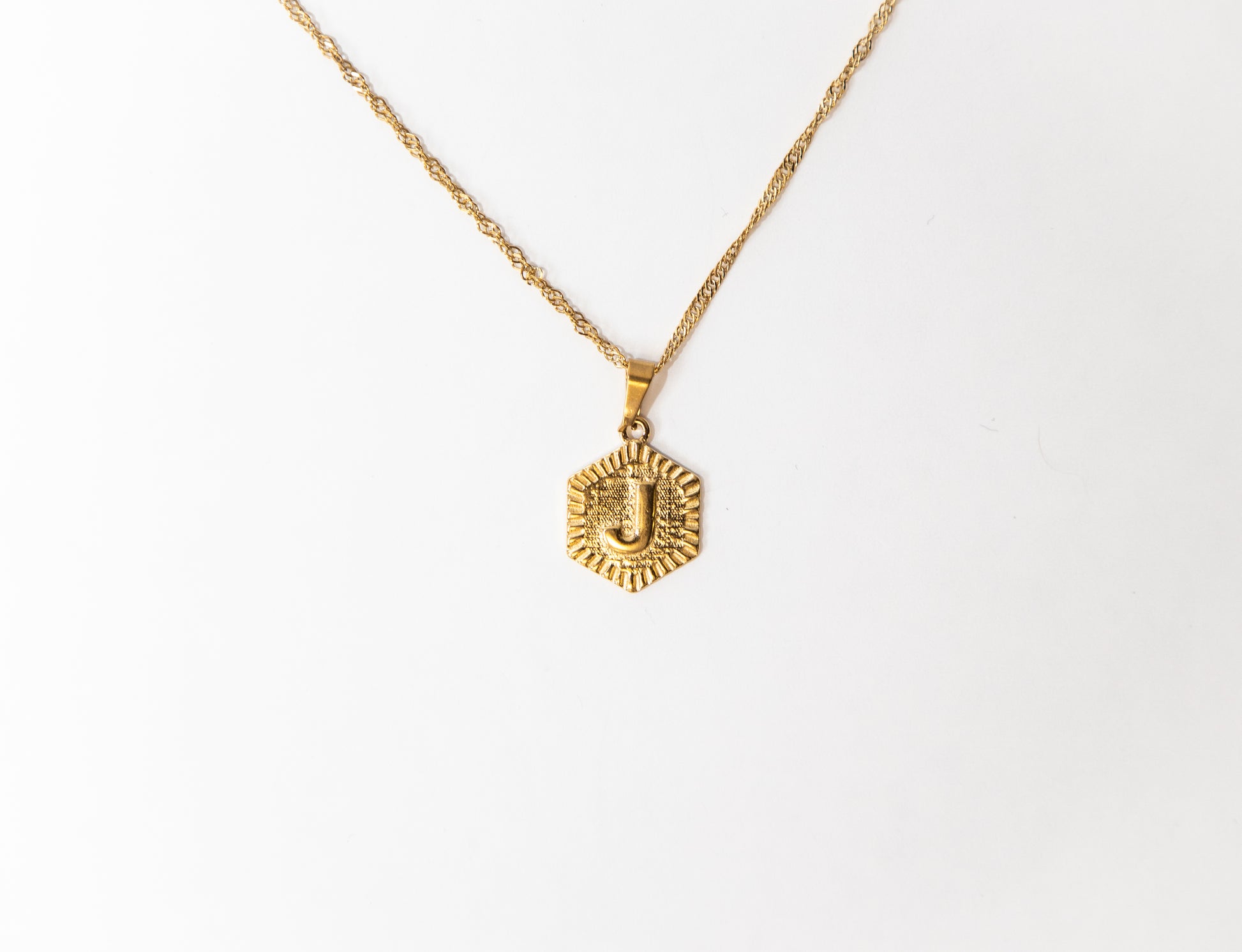 Hexagon Initial Necklace, Initial Necklace, Jewelry