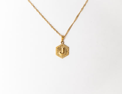 Hexagon Initial Necklace, Initial Necklace, Jewelry
