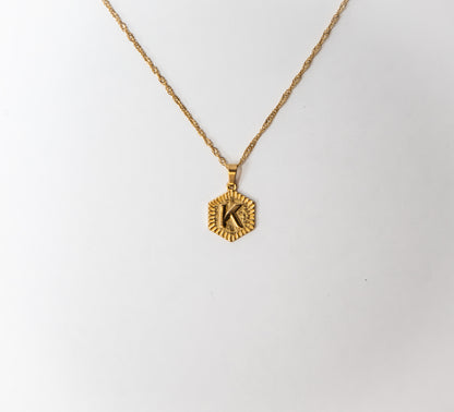 Hexagon Initial Necklace