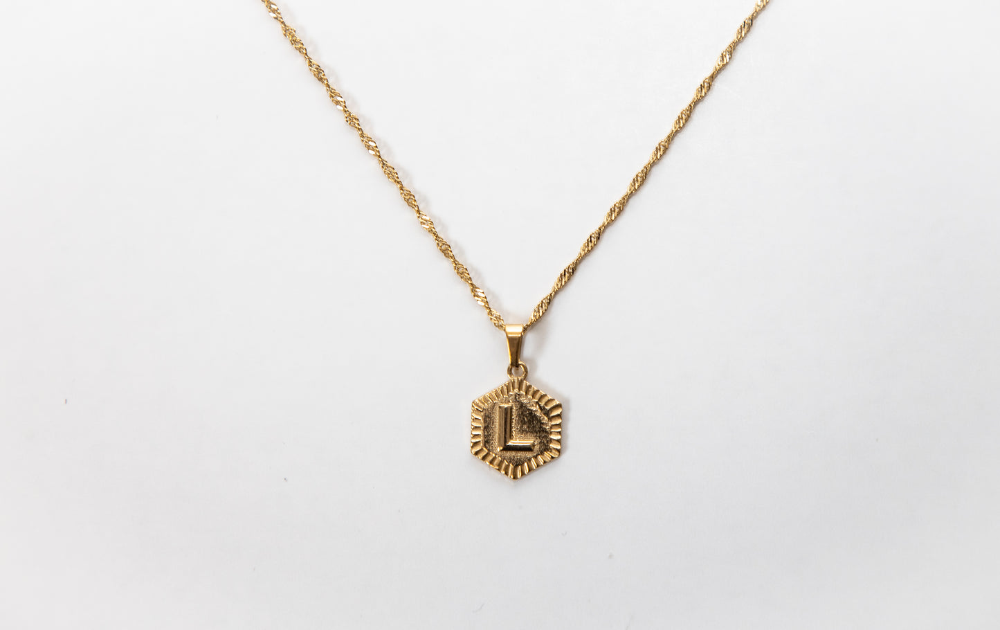 Hexagon Initial Necklace