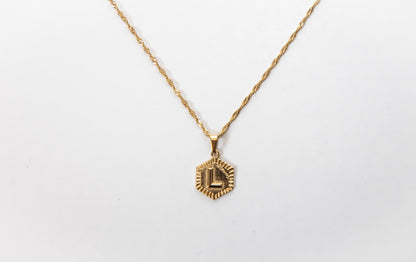 Hexagon Initial Necklace