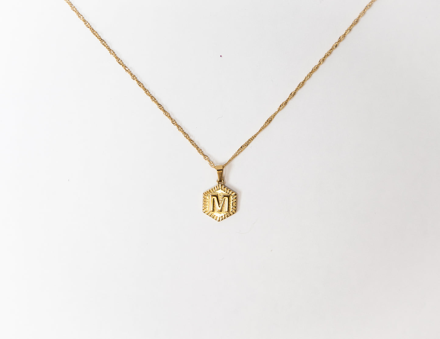 Hexagon Initial Necklace