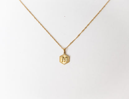Hexagon Initial Necklace