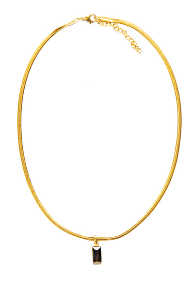 Our Maia Necklace is a timeless piece that can be worn as a layering piece or on her own. Stainless steel. 18kt Gold plated.