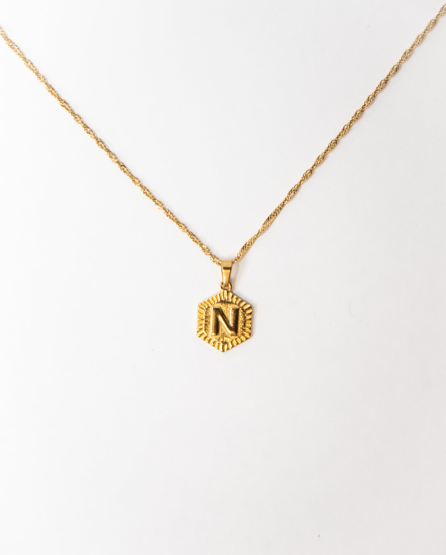 Hexagon Initial Necklace