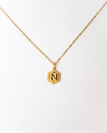Hexagon Initial Necklace
