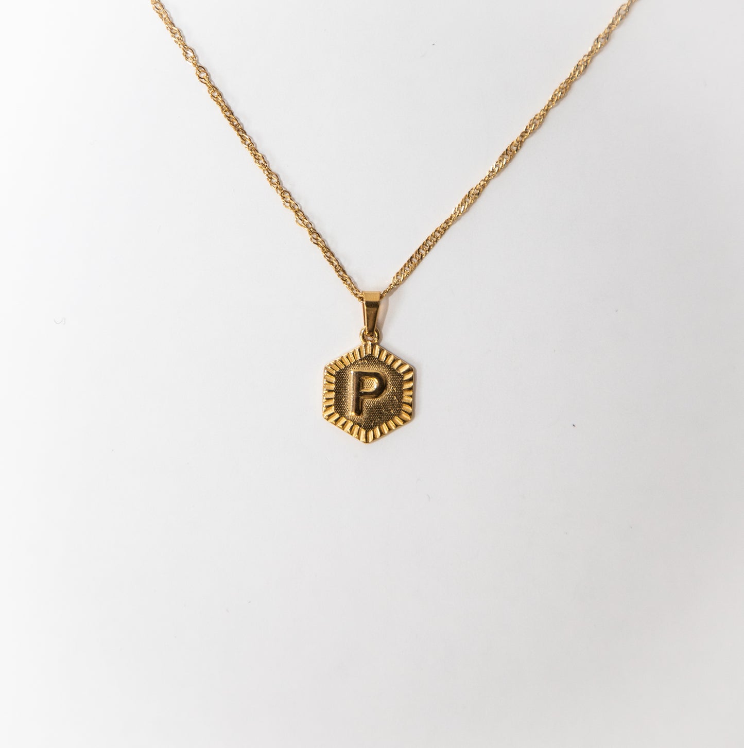 Hexagon Initial Necklace