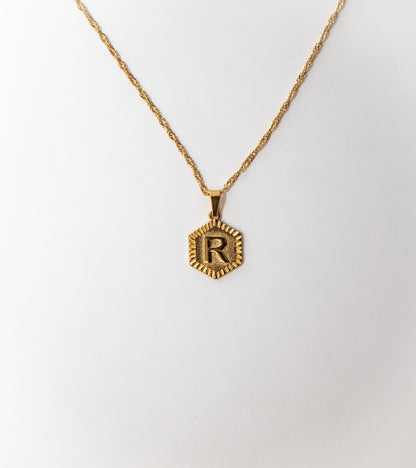 Hexagon Initial Necklace