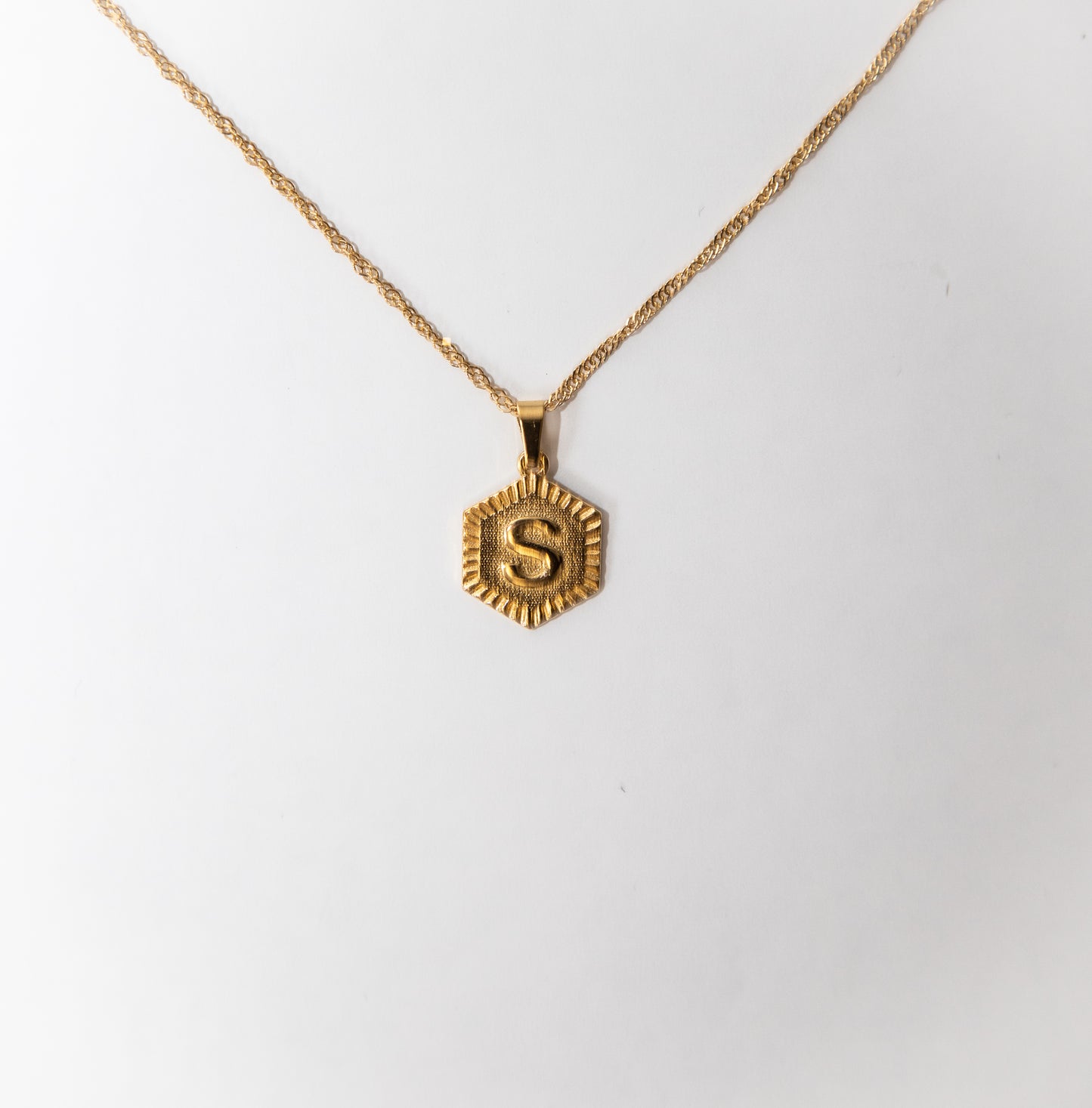 Hexagon Initial Necklace