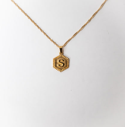 Hexagon Initial Necklace