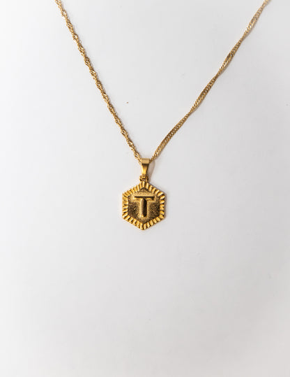 Hexagon Initial Necklace