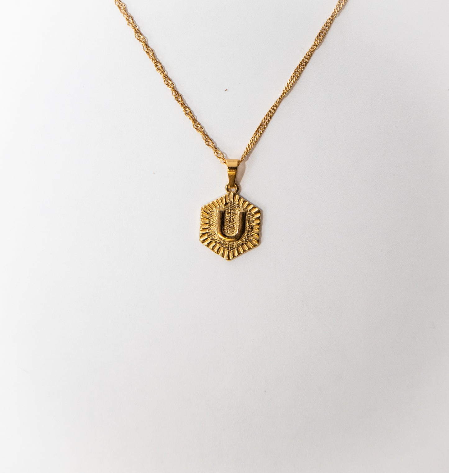 Hexagon Initial Necklace