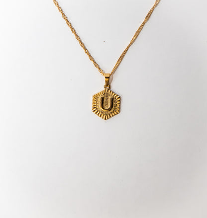 Hexagon Initial Necklace