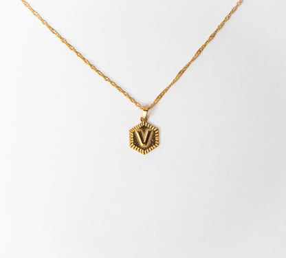 Hexagon Initial Necklace