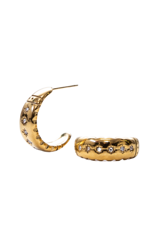 small cubic zirconias and a gold plated finish