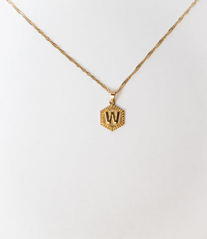 Hexagon Initial Necklace