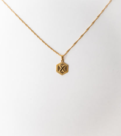 Hexagon Initial Necklace
