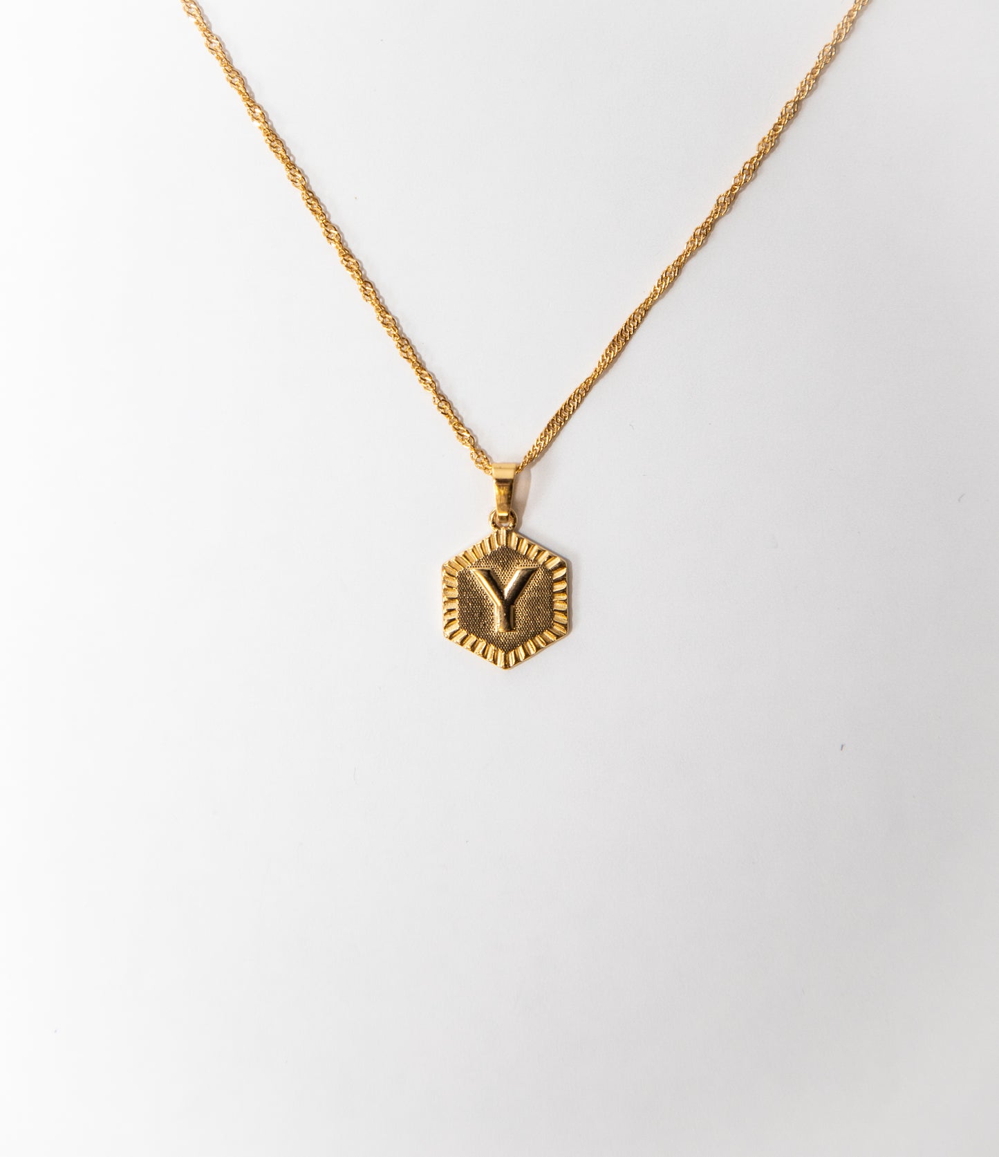 Hexagon Initial Necklace