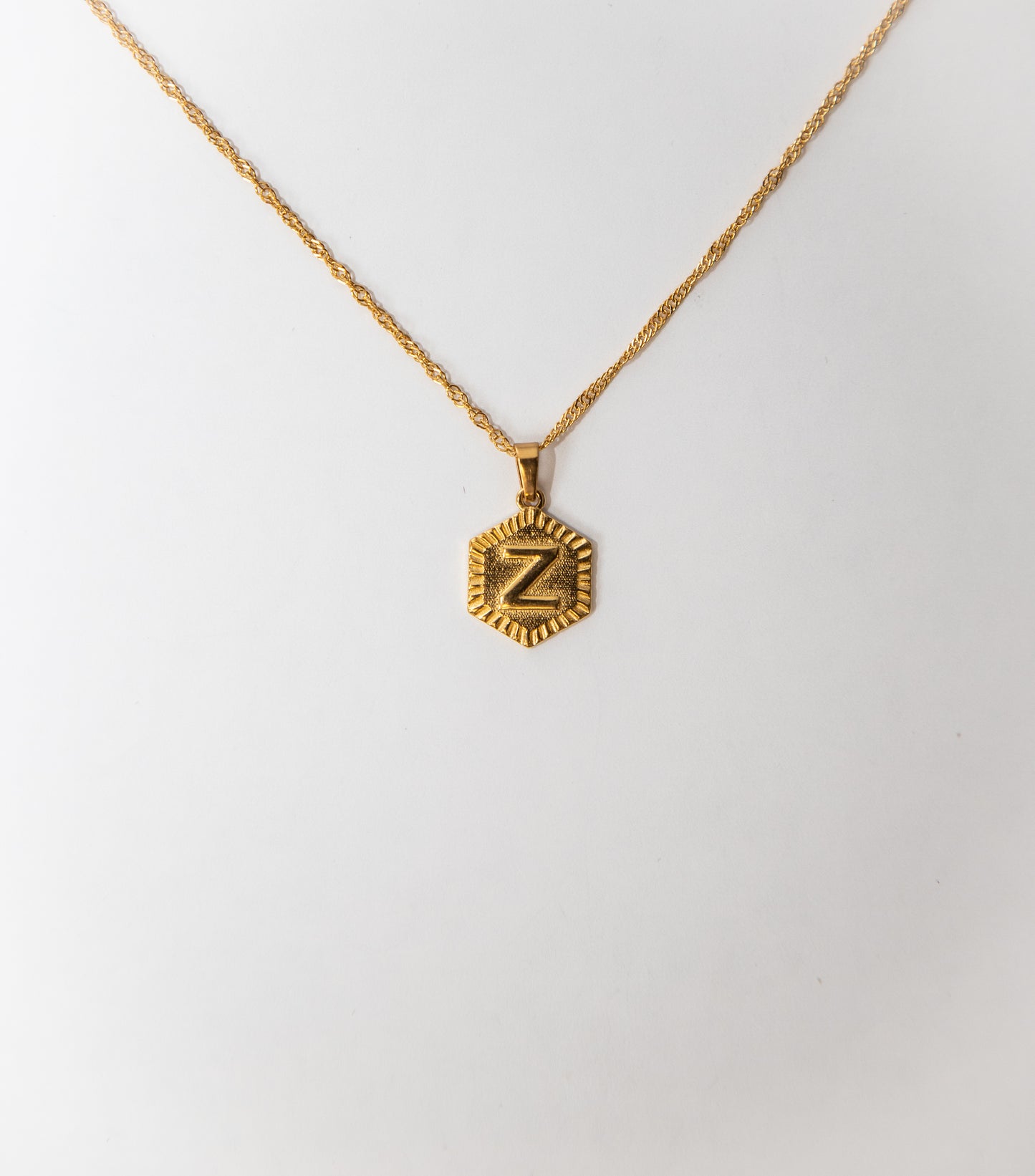 Hexagon Initial Necklace